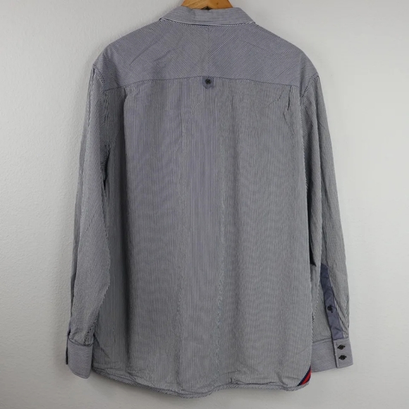 Cavi Men's Blue & White Vertical Striped Long Sleeve Dress Shirt Sz XL - Picture 8 of 11